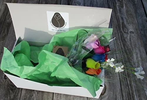 The Original Wooden Rose Assorted Colors Floral Flower Bouquets in a Gift Box (1 Dozen) Brighten your home or office with vibrant birch wood roses, maintenance-free and perfect for gifting thumbnail 5