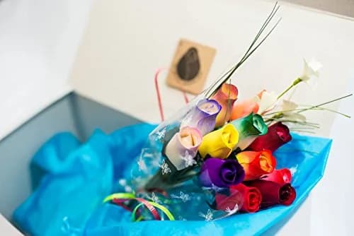 The Original Wooden Rose Assorted Colors Floral Flower Bouquets in a Gift Box (1 Dozen) Brighten your home or office with vibrant birch wood roses, maintenance-free and perfect for gifting thumbnail 6