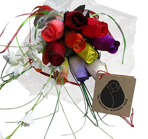 The Original Wooden Rose Assorted Colors Floral Flower Bouquets in a Gift Box (1 Dozen) Brighten your home or office with vibrant birch wood roses, maintenance-free and perfect for gifting thumbnail 7
