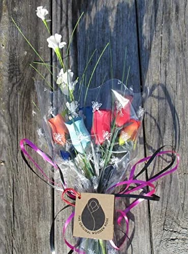 The Original Wooden Rose Assorted Colors Floral Flower Bouquets in a Gift Box (1 Dozen) Brighten your home or office with vibrant birch wood roses, maintenance-free and perfect for gifting thumbnail 9
