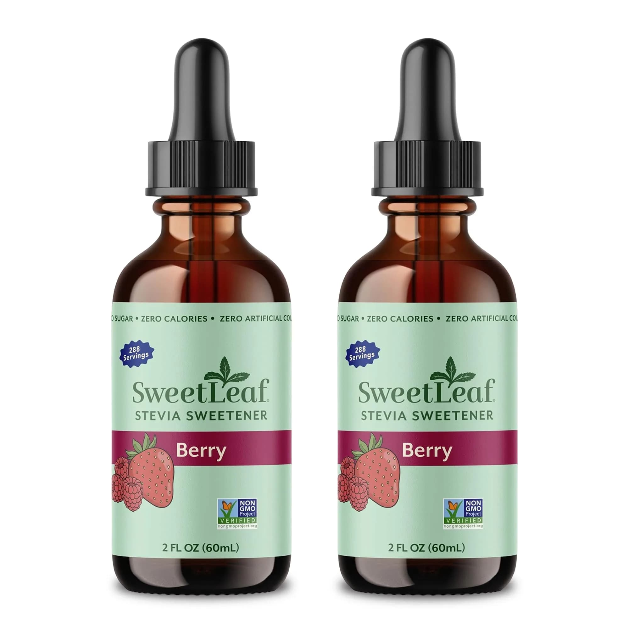 SweetLeaf Stevia Drops Liquid Sweetener, Berry - 2 Fl Oz, Pack of 2 | Zero Calorie, Natural Flavor, Keto Friendly — Berry