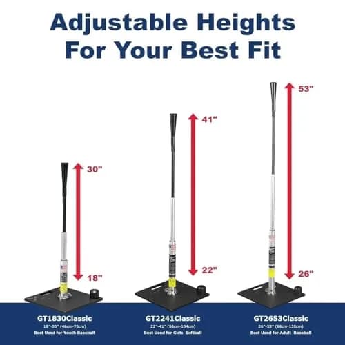 G Tee Classic Baseball/Softball Batting Tee Adjustable 18" - 30" Tall | Premium USA Craftsmanship | Used by Pros thumbnail 2