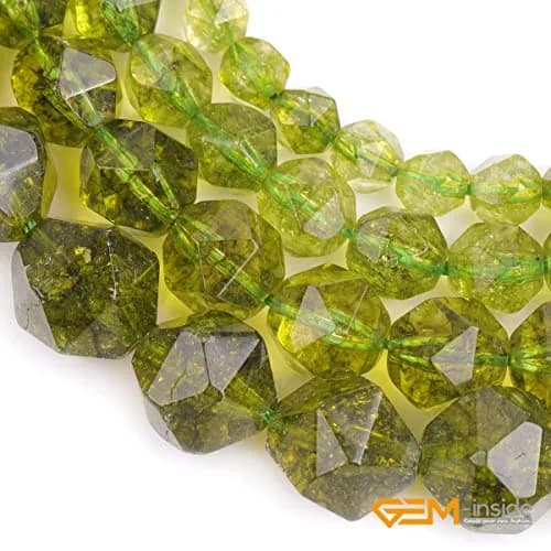 GEM-Inside 10mm Peridot Gemstone Loose Beads Faceted Dyed Cambay Crystal Energy Stone for Jewelry Making | Natural Energy Stone thumbnail 5