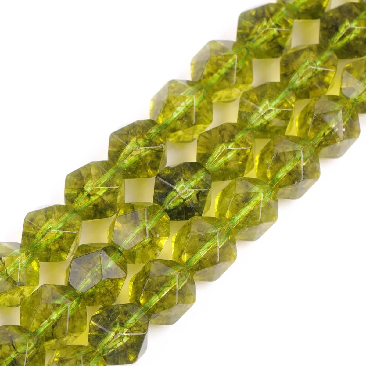 GEM-Inside 10mm Peridot Gemstone Loose Beads Faceted Dyed Cambay Crystal Energy Stone for Jewelry Making | Natural Energy Stone