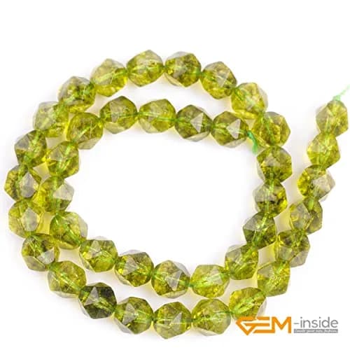 GEM-Inside 10mm Peridot Gemstone Loose Beads Faceted Dyed Cambay Crystal Energy Stone for Jewelry Making | Natural Energy Stone thumbnail 2