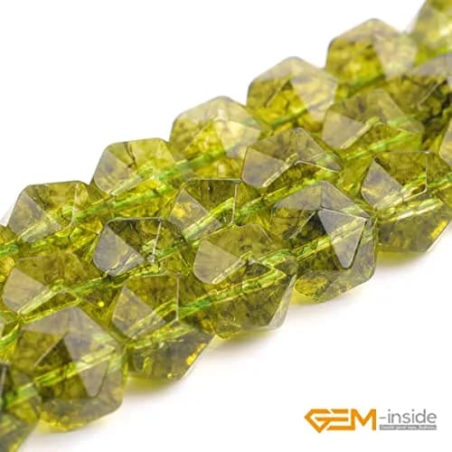GEM-Inside 10mm Peridot Gemstone Loose Beads Faceted Dyed Cambay Crystal Energy Stone for Jewelry Making | Natural Energy Stone thumbnail 3