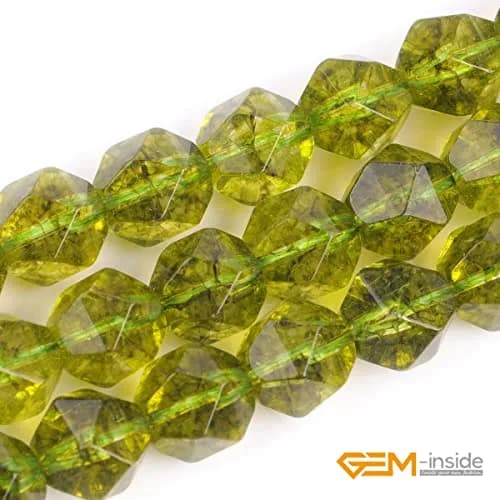 GEM-Inside 10mm Peridot Gemstone Loose Beads Faceted Dyed Cambay Crystal Energy Stone for Jewelry Making | Natural Energy Stone thumbnail 4