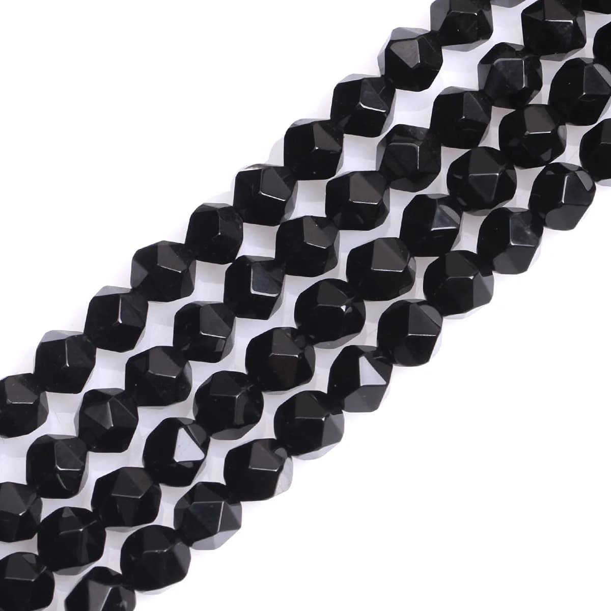 GEM-INSIDE CREATE YOUR OWN FASHION Natural 6mm Black Agate Gemstone Loose Beads Faceted Cambay Energy Stone for Jewelry Making 15"