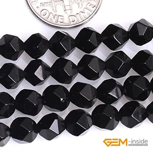 GEM-INSIDE CREATE YOUR OWN FASHION Natural 6mm Black Agate Gemstone Loose Beads Faceted Cambay Energy Stone for Jewelry Making 15" thumbnail 5