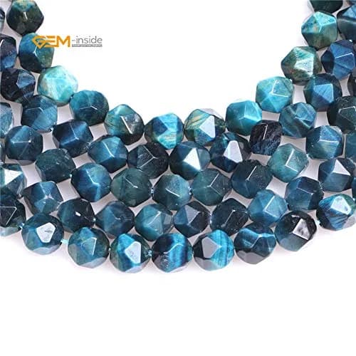 GEM-INSIDE CREATE YOUR OWN FASHION Cyanite Tiger Eyes Gemstone 8mm | Faceted Loose Beads for Jewelry Making thumbnail 3