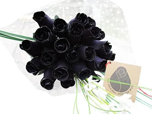 The Original Wooden Rose All Black Gothic Roses Halloween Floral Flower Bouquets in a Gift Box (2 Dozen) Brighten your space with handcrafted birch wood roses, maintenance-free, perfect for gifting or decor thumbnail 5