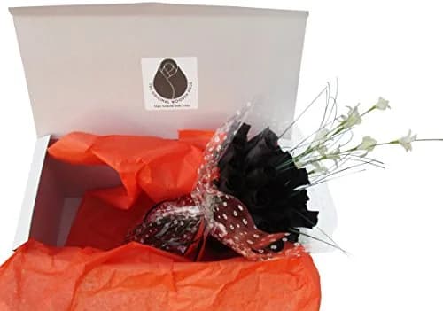 The Original Wooden Rose All Black Gothic Roses Halloween Floral Flower Bouquets in a Gift Box (2 Dozen) Brighten your space with handcrafted birch wood roses, maintenance-free, perfect for gifting or decor thumbnail 2