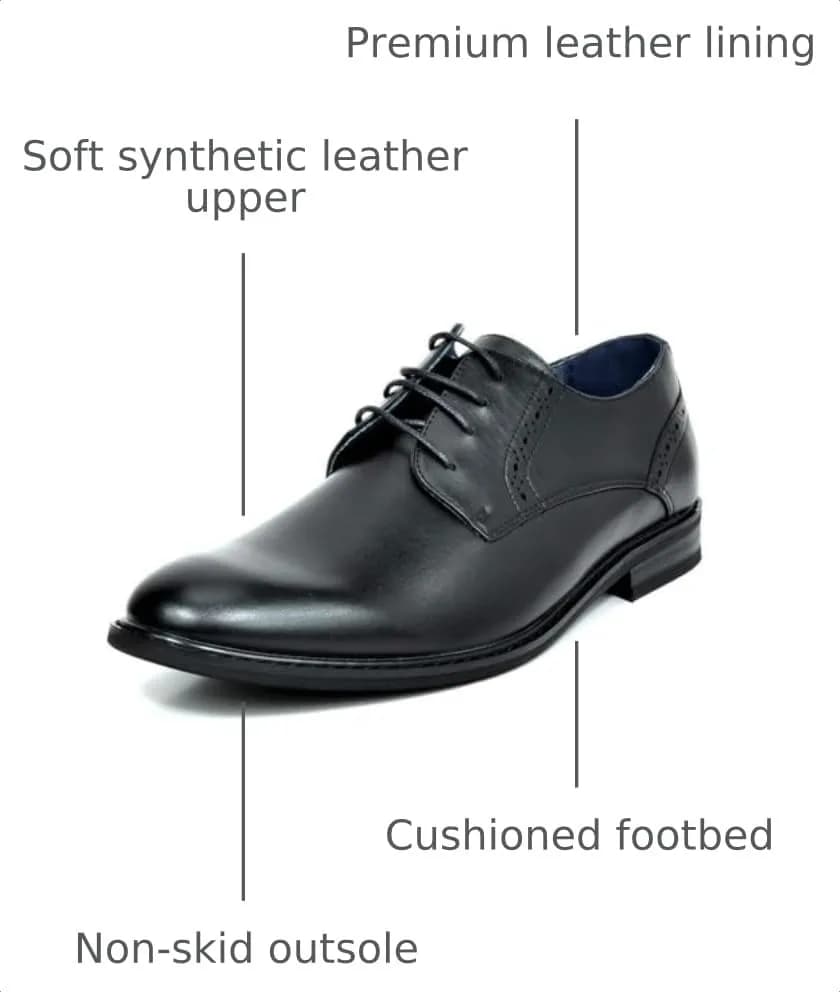 Bruno Marc Men's Dress Classic Comfort Oxford Shoes, Black, 6.5 | Vintage Style with Comfort thumbnail 3