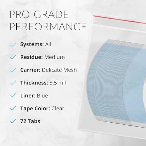 Walker Tape Lace Front Support Tape C Contour Tabs, 36 Pieces | No-Shine, Hypoallergenic Hairpiece Tape thumbnail 4