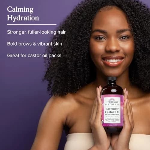 HERITAGE STORE USDA Organic Castor Oil with Lavender, Cold Pressed 236ml (8 Fl Oz) | USDA Organic Hair & Skin Treatment thumbnail 2