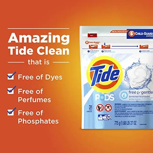Tide PODS Free & Gentle Laundry Detergent Pacs 20 Count | Hypoallergenic & Dye-Free thumbnail 5