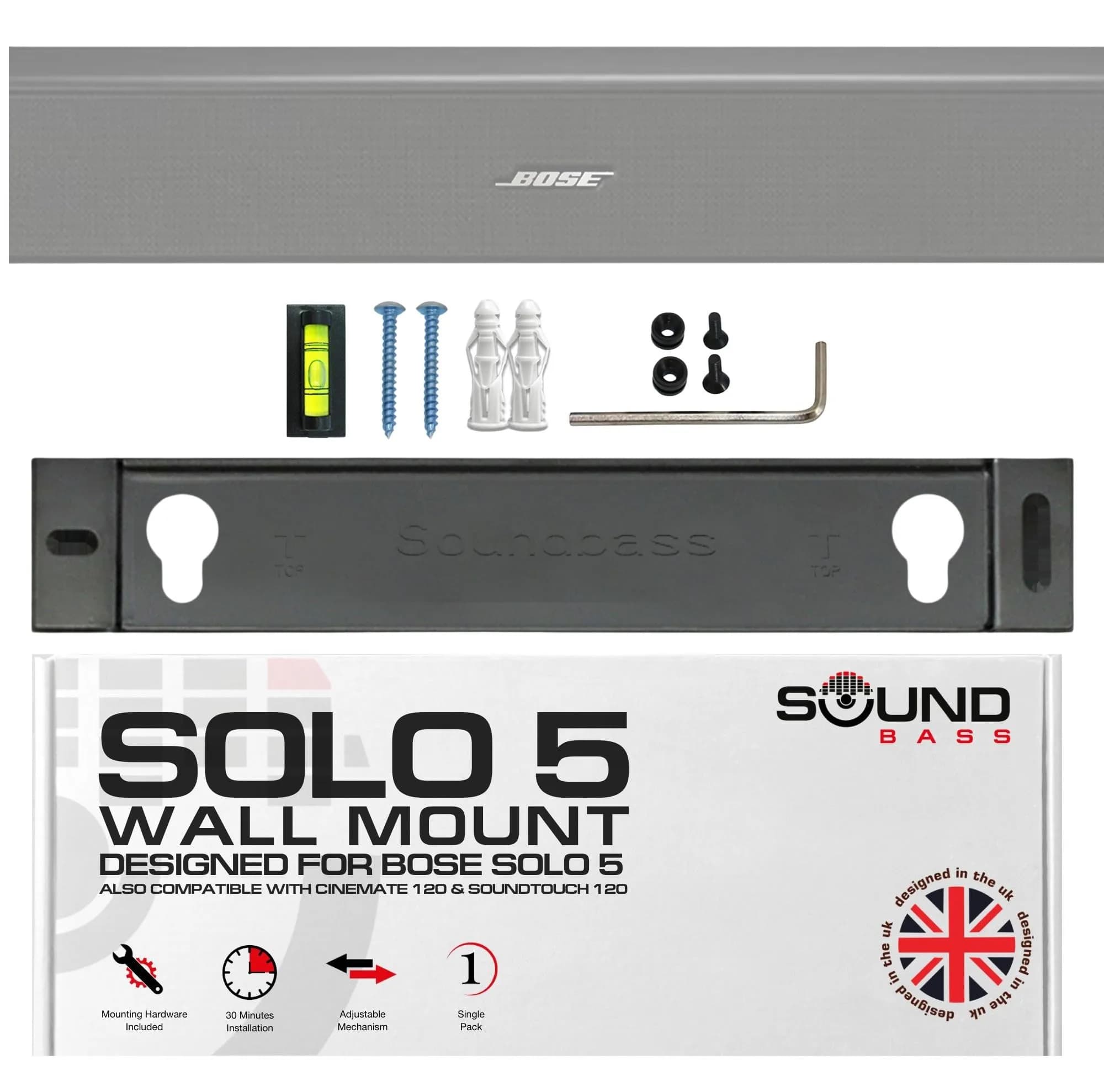 Sound Bass Wall Mount Bracket for Bose Solo 5 Soundbar | Precision Engineered 2.5mm Steel - main product image