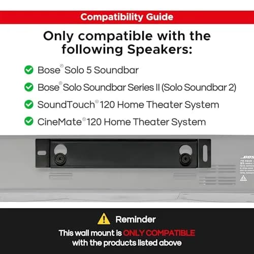 Sound Bass Wall Mount Bracket for Bose Solo 5 Soundbar | Precision Engineered 2.5mm Steel thumbnail 2