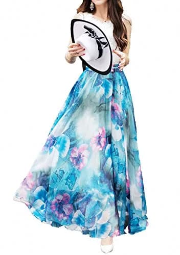Afibi Women's Maxi Chiffon Long Skirt XX-Large | Flowy, Floral, Beach-Ready (70-120 chars) thumbnail 1