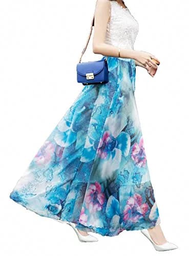 Afibi Women's Maxi Chiffon Long Skirt XX-Large | Flowy, Floral, Beach-Ready (70-120 chars) thumbnail 4
