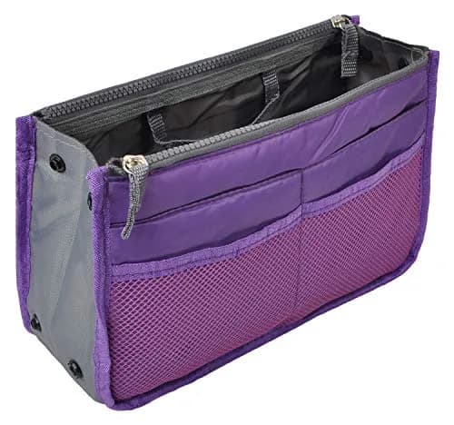 Vercord Purse Organizer Insert for Handbags 13-Pocket Nylon Purple Medium | Keep Your Bag in Control thumbnail 1