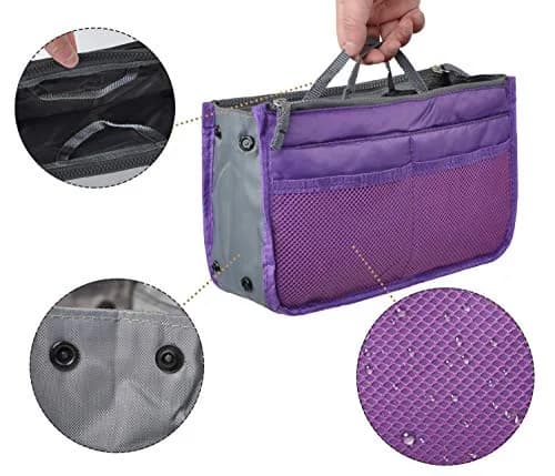 Vercord Purse Organizer Insert for Handbags 13-Pocket Nylon Purple Medium | Keep Your Bag in Control thumbnail 5
