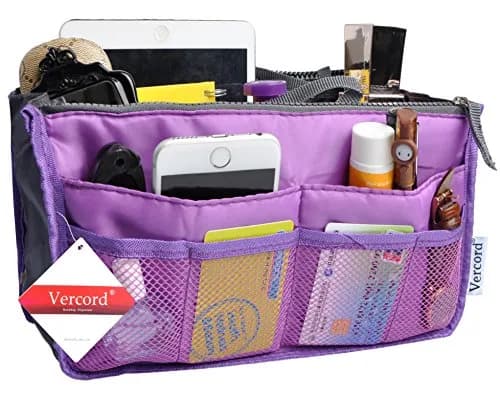 Vercord Purse Organizer Insert for Handbags 13-Pocket Nylon Purple Medium | Keep Your Bag in Control thumbnail 2
