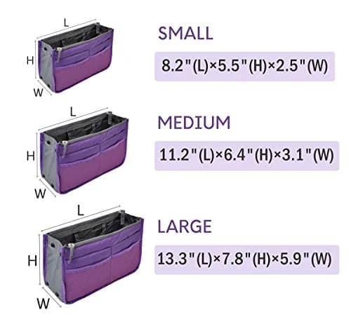 Vercord Purse Organizer Insert for Handbags 13-Pocket Nylon Purple Medium | Keep Your Bag in Control thumbnail 3