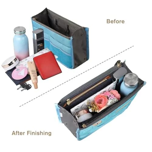 Vercord Purse Organizer Insert for Handbags Blue Medium | 13 Pockets Nylon thumbnail 4