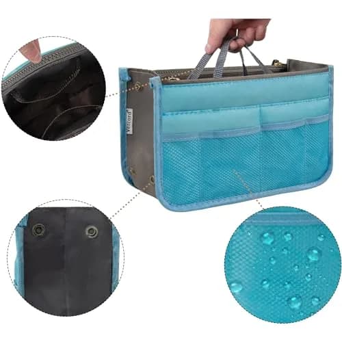Vercord Purse Organizer Insert for Handbags Blue Medium | 13 Pockets Nylon thumbnail 6