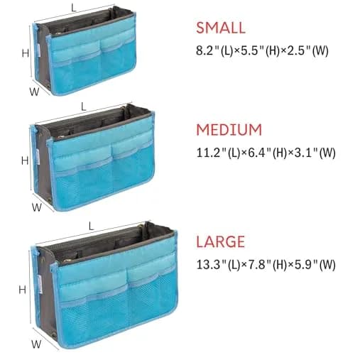 Vercord Purse Organizer Insert for Handbags Blue Medium | 13 Pockets Nylon thumbnail 3