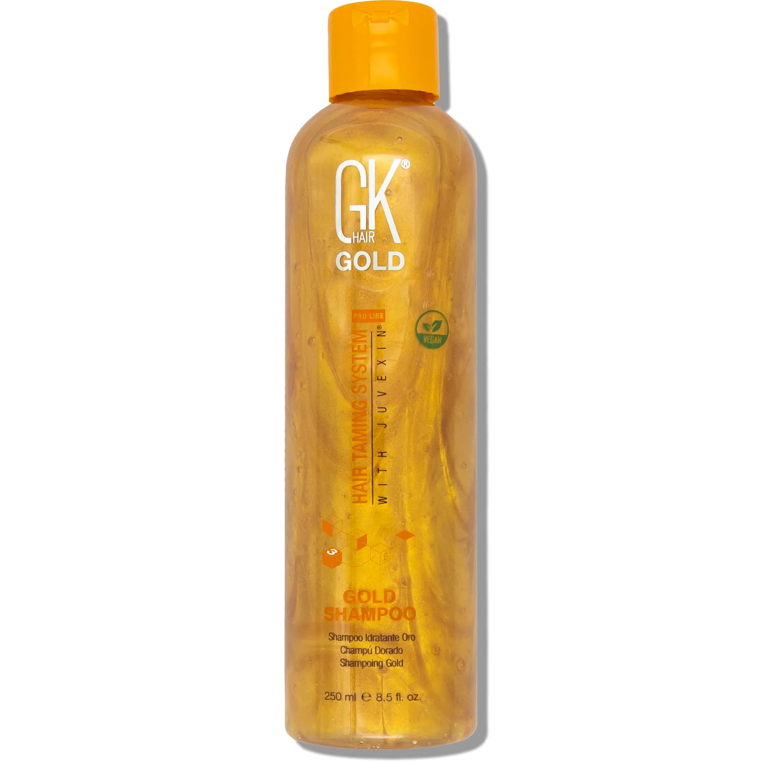 GK HAIR Gold Shampoo 8.5 Oz Hydrating Hair Cleanser with Aloe Vera and Shea Butter for Dry Damaged Hair Frizz Control Smooth Soft Shine Wild Orchid Fragrance | Hydrates & Smooths — Shampoo