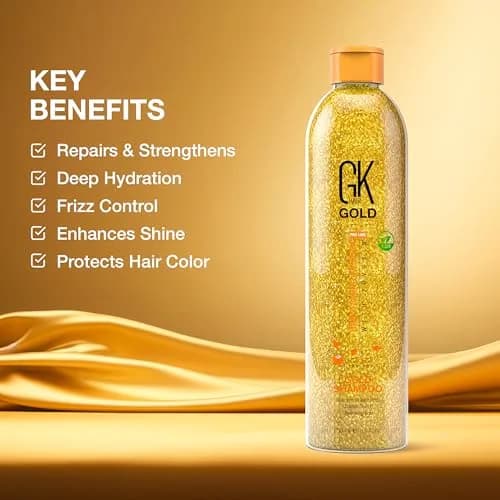 GK HAIR Gold Shampoo 8.5 Oz Hydrating Hair Cleanser with Aloe Vera and Shea Butter for Dry Damaged Hair Frizz Control Smooth Soft Shine Wild Orchid Fragrance | Hydrates & Smooths thumbnail 6