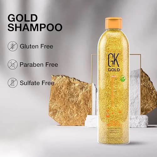 GK HAIR Gold Shampoo 8.5 Oz Hydrating Hair Cleanser with Aloe Vera and Shea Butter for Dry Damaged Hair Frizz Control Smooth Soft Shine Wild Orchid Fragrance | Hydrates & Smooths thumbnail 8