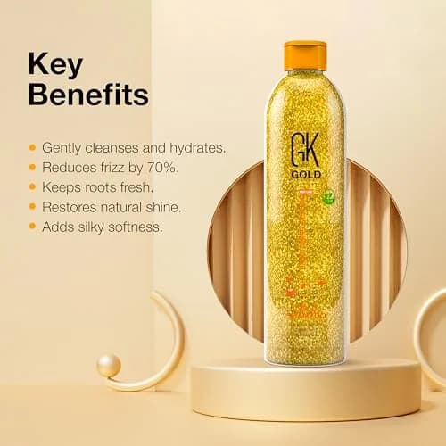 GK HAIR Gold Shampoo 8.5 Oz Hydrating Hair Cleanser with Aloe Vera and Shea Butter for Dry Damaged Hair Frizz Control Smooth Soft Shine Wild Orchid Fragrance | Hydrates & Smooths thumbnail 3
