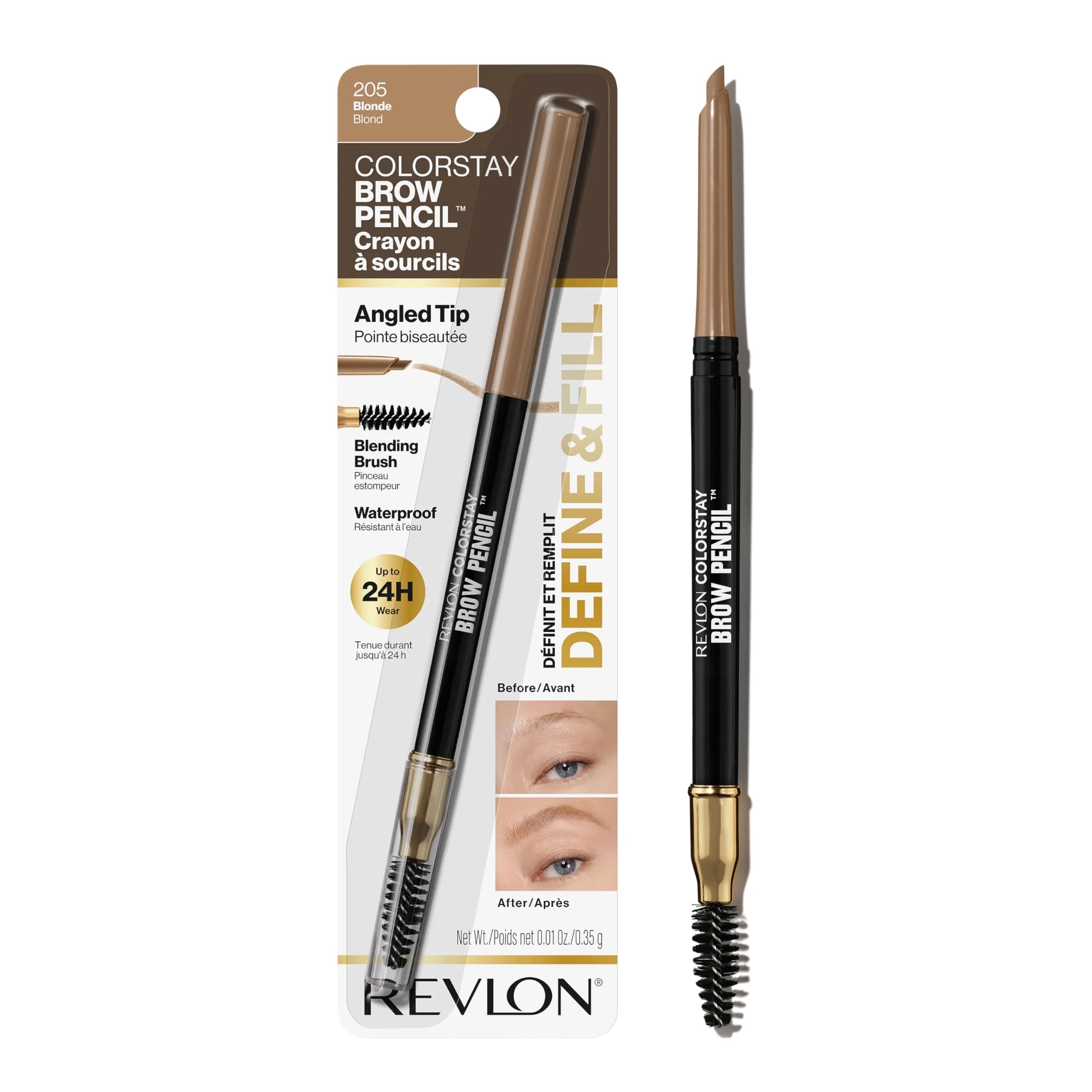Revlon ColorStay Eyebrow Pencil, 205 Blonde, 0.006 kg (0.021 oz) | Waterproof Definition for Natural Brows - main product image