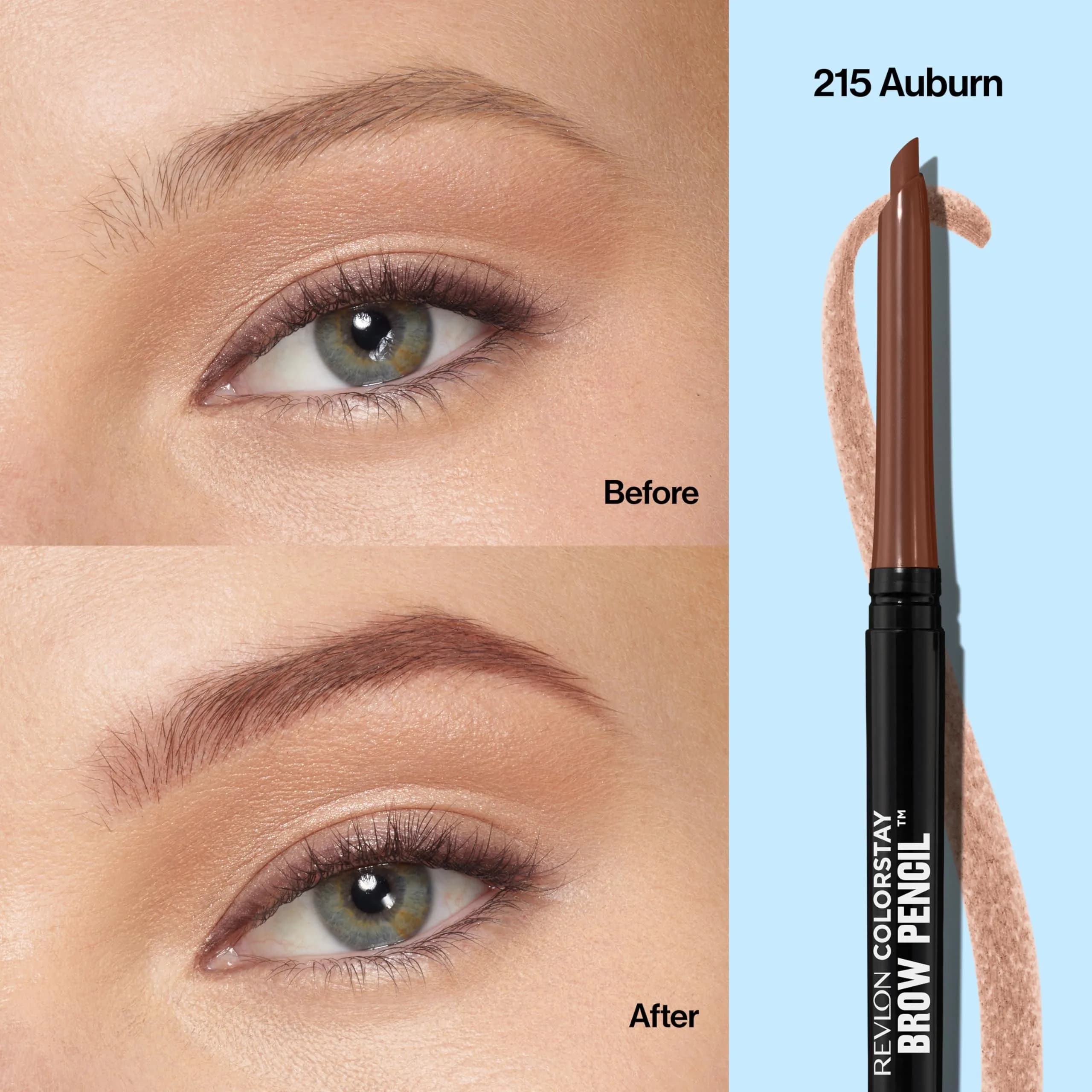 Revlon ColorStay Eyebrow Pencil, 215 Auburn, 0.02 oz | Waterproof Definition for Natural Brows - view 3
