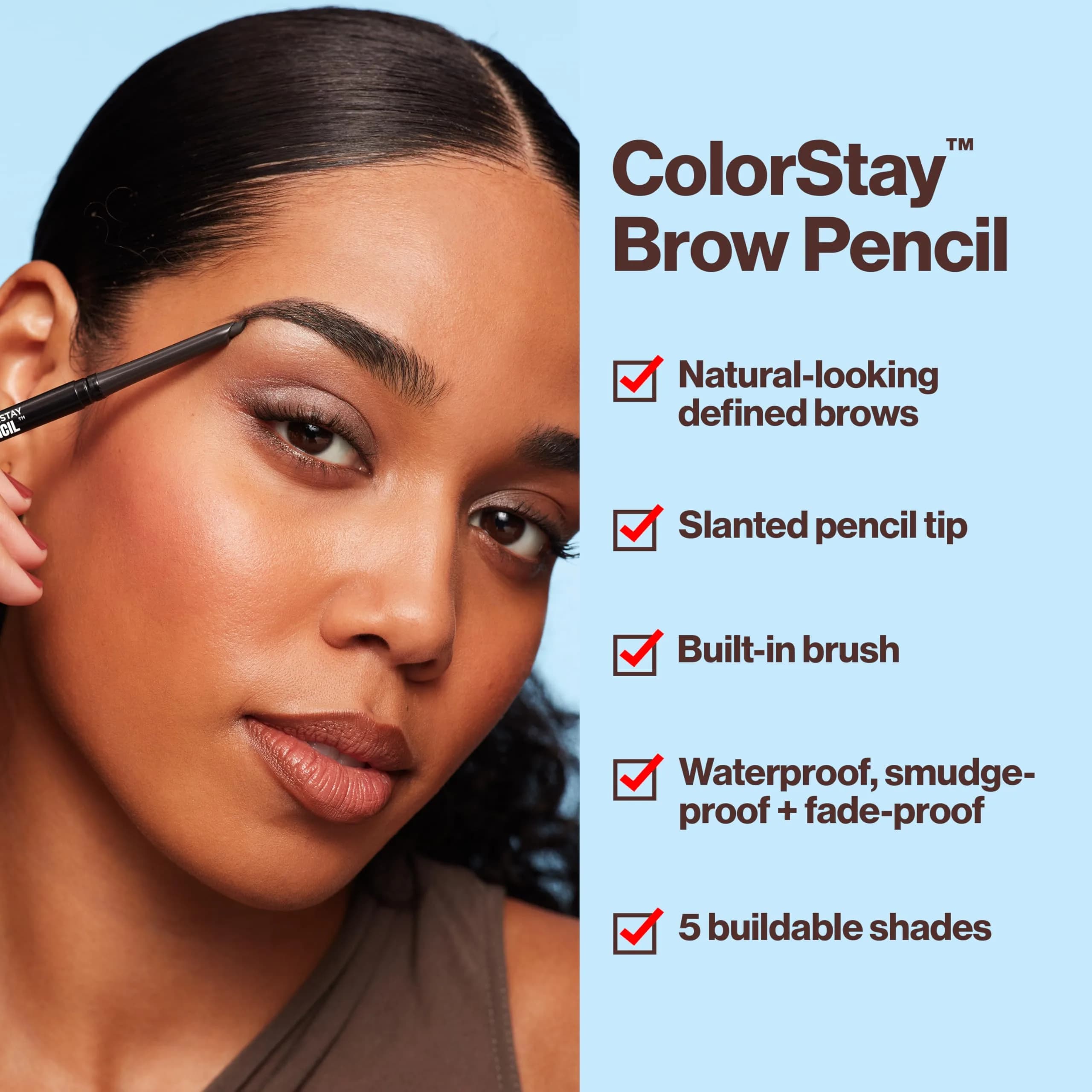 Revlon ColorStay Eyebrow Pencil, 215 Auburn, 0.02 oz | Waterproof Definition for Natural Brows - view 4