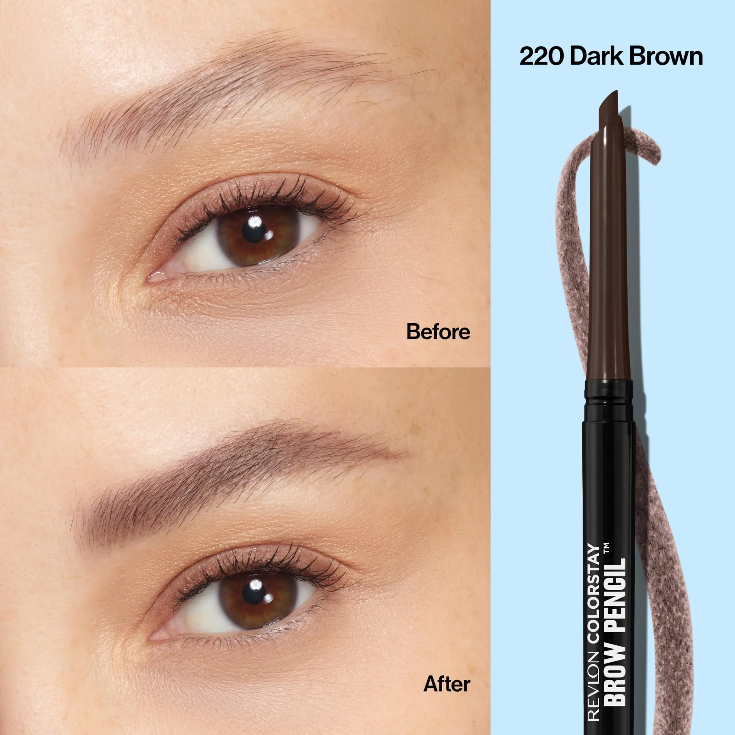 Revlon ColorStay Eyebrow Pencil, Dark Brown, 0.02 Ounce - Waterproof Definition for Natural Brows - view 3