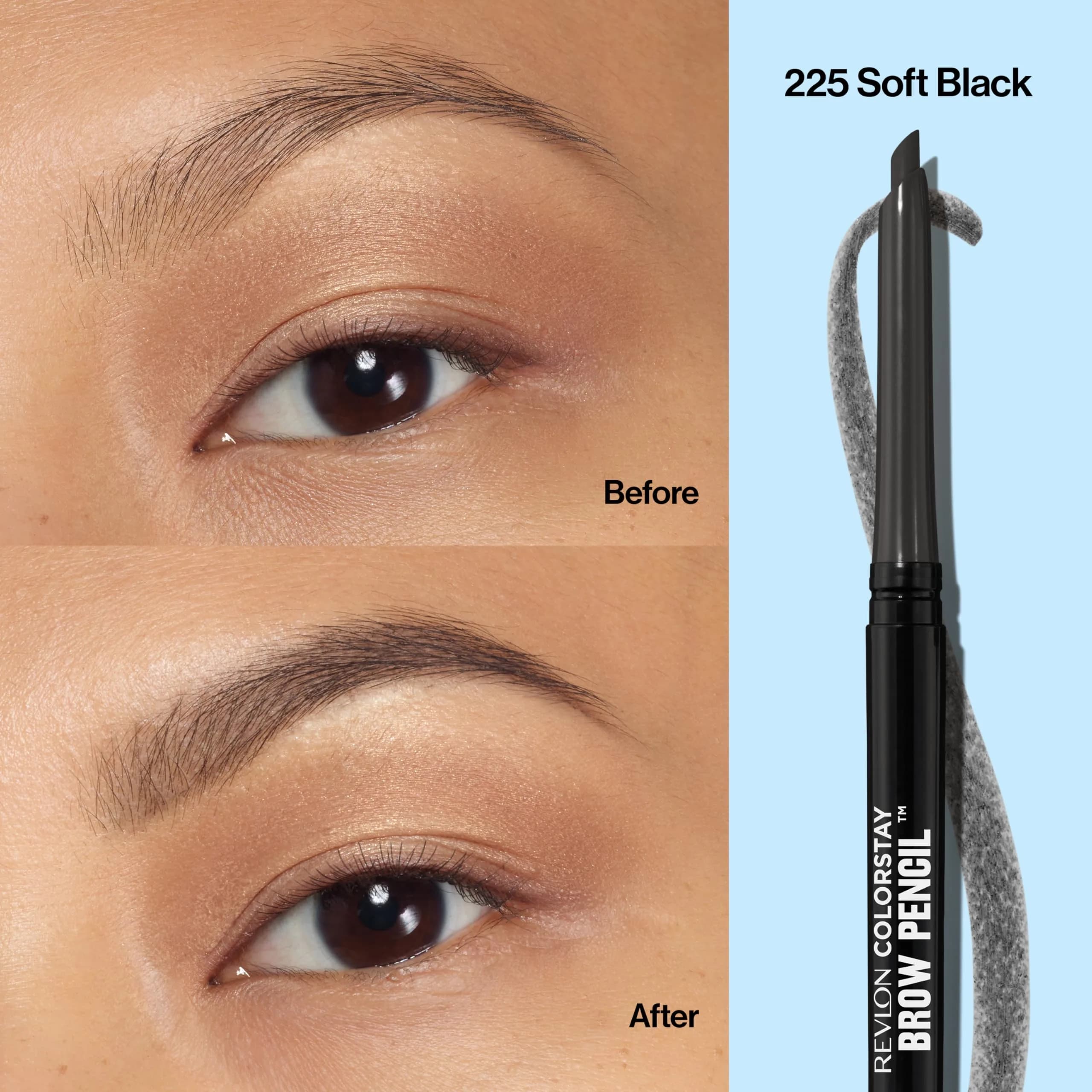 Revlon ColorStay Eyebrow Pencil 225 Soft Black 0.021 oz | Waterproof Definition for Natural Brows - view 3