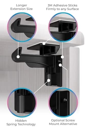 The Good Stuff Invisible Baby Cabinet Locks – No Tools Needed, 12 Pack | Secure Drawers & Cabinets thumbnail 7