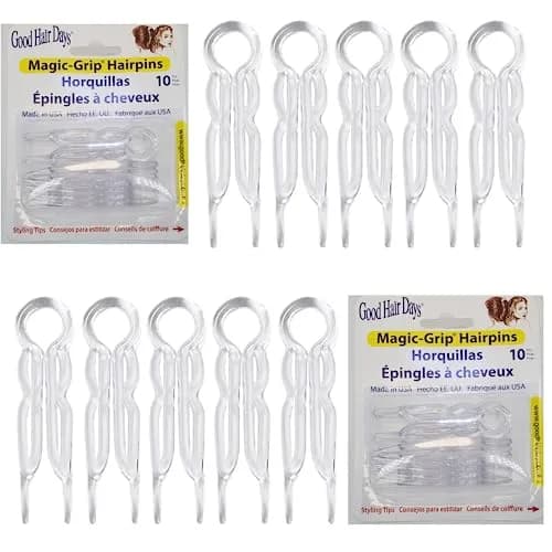 Good Hair Days Magic-Grip Styling U-Shaped Hair Pins, Strong Hold, 20 Pack | Clear Crystal Finish — Crystal