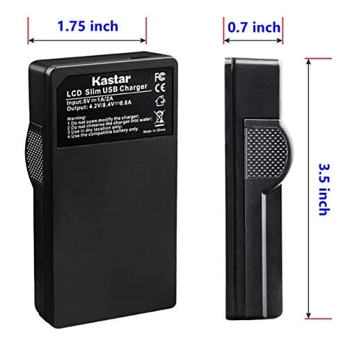 Kastar LCD Slim USB Charger for Nikon EN-EL20a Batteries | Charges via USB, Computer, or Wall Adapter | 5V/2A Input, 4.2V/8.4V 600mA Output thumbnail 3