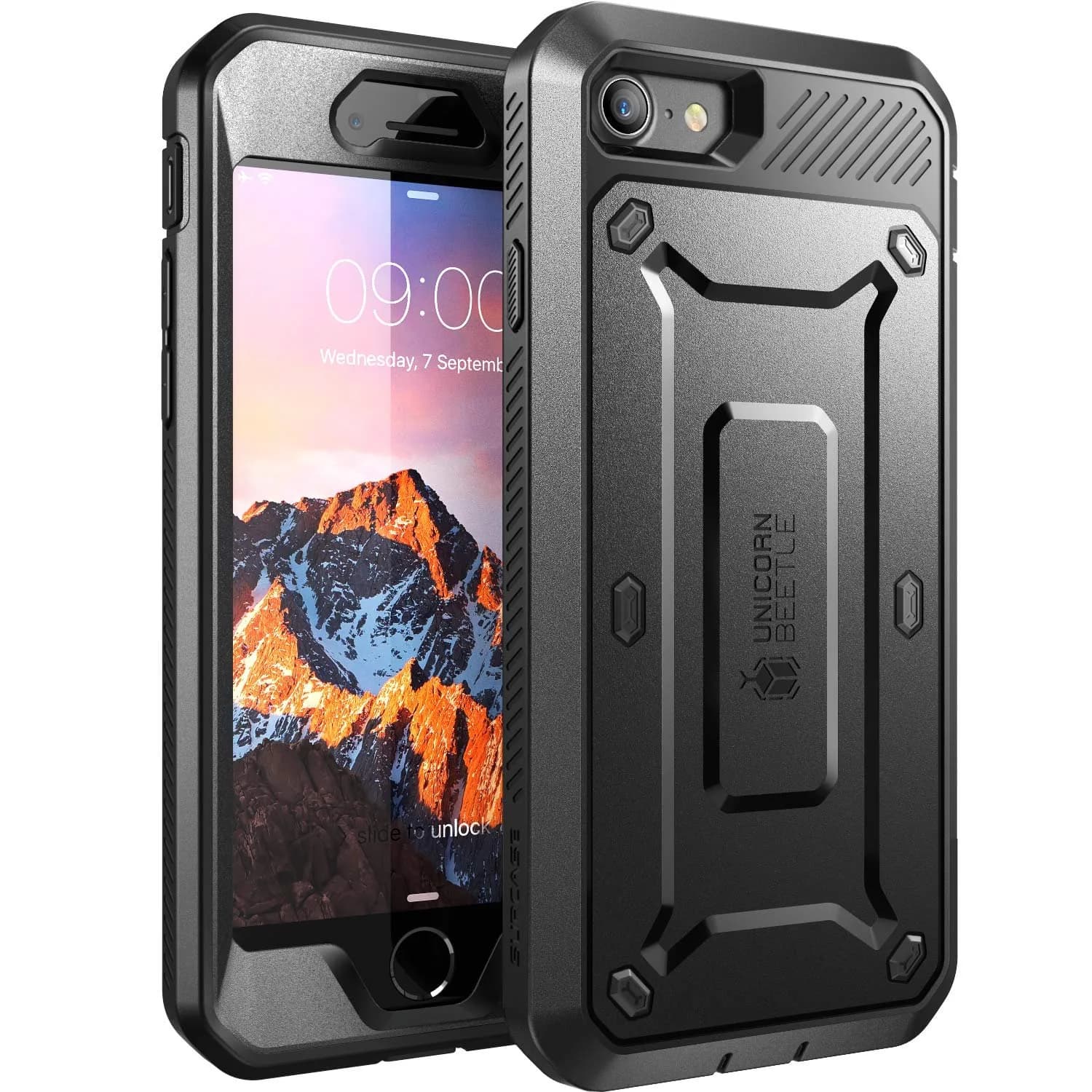 SUPCASE for iPhone 7/8 / iPhone SE 3/SE 2 Case with Screen Protector | Dual Layer Shockproof Cover — Black/Black
