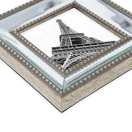 Isaac Jacobs 4x6 Champagne Mirror Bead Picture Frame - Classic Mirrored Frame with Dotted Border for Wall & Tabletop Display thumbnail 5