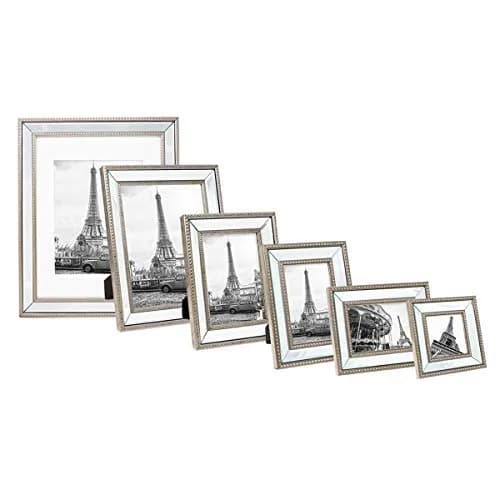 Isaac Jacobs 4x6 Champagne Mirror Bead Picture Frame - Classic Mirrored Frame with Dotted Border for Wall & Tabletop Display thumbnail 7