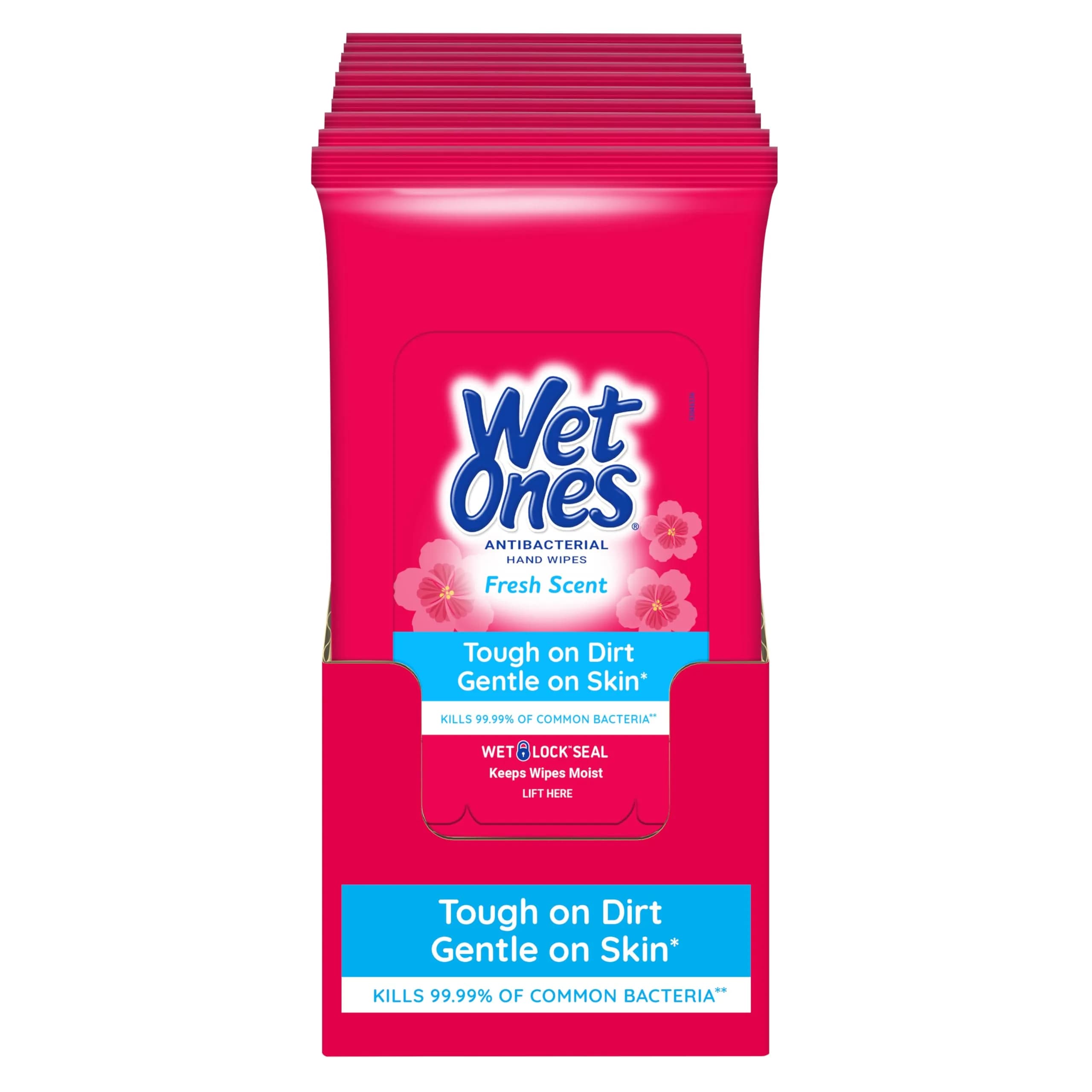 Wet Ones Antibacterial Hand Wipes, Fresh Scent, 20 Wipes (Pack of 10) | Kills 99.99% Germs, Hypoallergenic, TSA Travel Pack