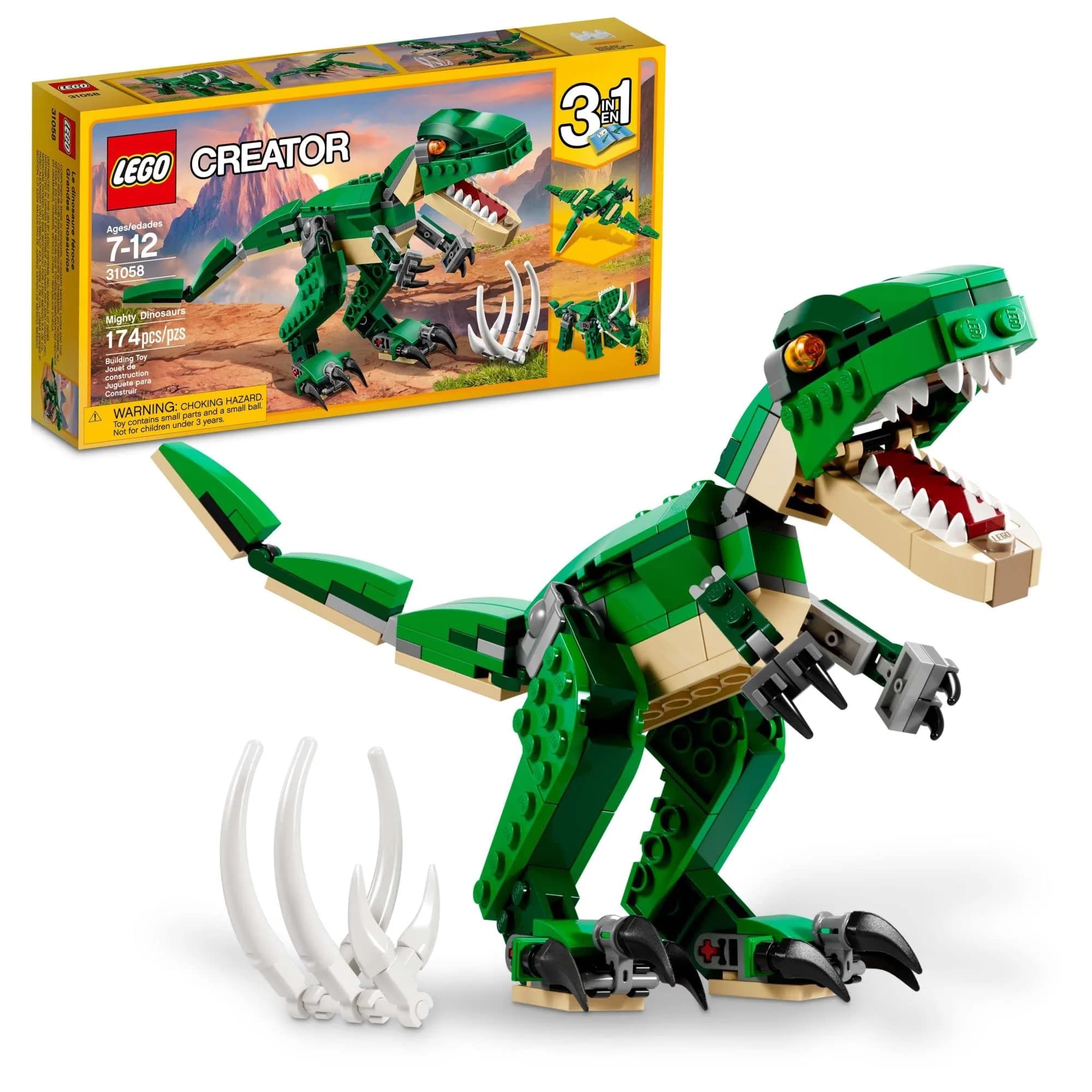 LEGO Creator 3 in 1 Mighty Dinosaur Toy 174 Pieces | ASTM-Tested, Non-Toxic, Educational Toy - main product image