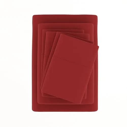 Linen Market 6 Piece Burgundy Twin XL Sheet Set | 156 GSM Microfiber Polyester thumbnail 7