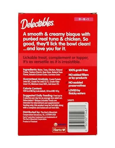 Delectables Lickable Treat Bisque Tuna & Chicken Wet Cat Treat 1.4oz Pouch (Pack of 30) | Grain-Free Food Topper for Cats thumbnail 2